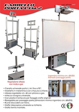 LIM2 Carrello con mobile porta lavagna interattiva multimediale ripiegabile per il passaggio sotto porta - alzata assistita - 1