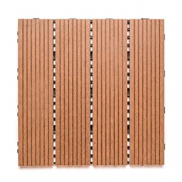 MSA Sam - Piastrelle da Giardino in plastica WPC, Set Risparmio da 11 Pezzi per 1 m2, Colore Teak, Piastrelle a clic - 1