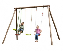 New Plast ALS1345 - Altalena in Legno Ninfea: 2 Altalene con Cavalluccio - 1