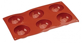 Paderno 47742-01 - Flexipad Semisfera – Stampo per dolci a forma semisferica, in silicone antiaderente, per alte e basse temperature – 1 x 6 impronte semisferiche, 7 x 3,5 cm (diametro x altezza) - 1