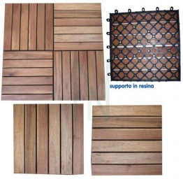 PAVIMENTO QUADRONI 5 PZ. IN LEGNO KERUING 30X30 SUPPORTO IN RESINA MATTONELLE PIASTRELLE - 1