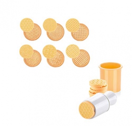 Per i biscotti, 6pcs/set 3D Cartoon Cookie stampo in silicone a forma di albero di Natale, stencil cutter Circle Hand Press, pasticceria fondente cottura Mold, Yellow, 4.92 * 2.17in - 1