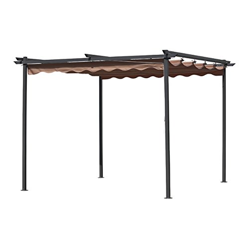 PERGOLA MT.3X3 GAZEBO ACCIAIO CON TELO RETRATTILE SCORREVOLE GIARDINO