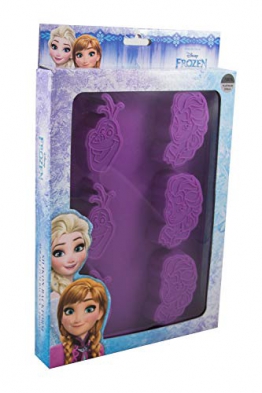 P:OS Handel GmbH 28248 - Stampo per 6 Dolci, Disney Frozen Elsa e Olaf, ca. 28 x 20 cm, 100% Silicone platinico per Alimenti, Resistente al Calore e al Freddo da 230° a -60°C, colorato. - 1