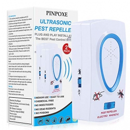 Repellente ad Ultrasuoni, Ultrasuoni Repeller, Repellente Contro Parassiti, Repellente Elettronico per Zanzara, Scarafaggi, Roditori, Mosche, Formiche, Ragni, Pulci, Topi (Pacchetto di 2) - 1