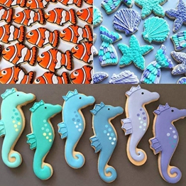 Set di 8 formine per biscotti a forma di coda di sirena/balena, delfino, Octopus, meduse, pesce pagliaccio, cavalluccio marino, stella marina e conchiglia marina a forma di animale marino - 1
