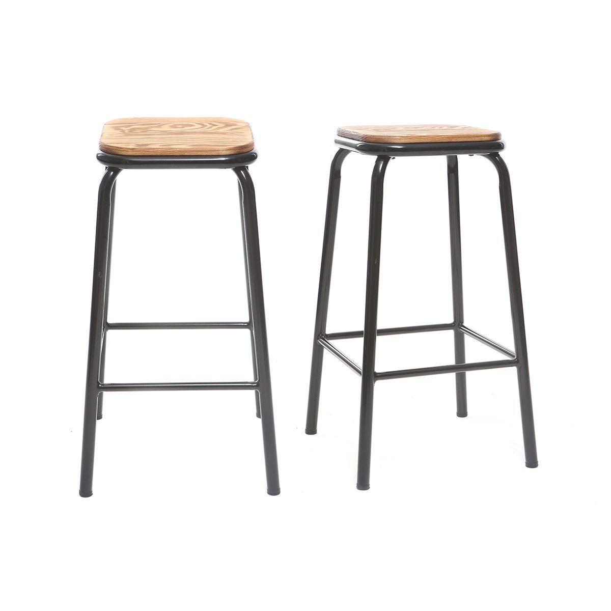 Sgabello da bar design Nero e legno scuro 65 cm lotto di 2 MEMPHIS