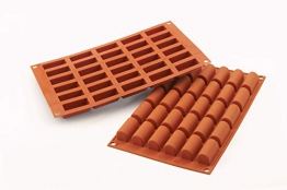 silikomart 26.129.00.0060 SF129 - Stampo per Mini Dolce a Tronchetto, 30 spazi, in Silicone, Colore Terra Cotta - 1
