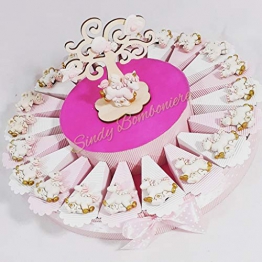Sindy Bomboniere Torta Portaconfetti Magnete Unicorno (Torta da 20 fette, Bambina) - 1