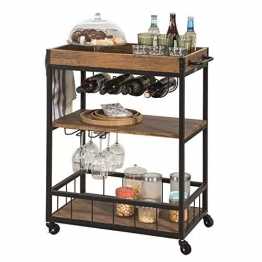 SoBuy Carrello Cucina Cantinetta portabottiglie di Vino con Vassoio c FKW56-N - 1