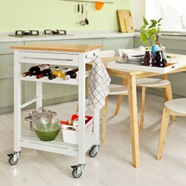 SoBuy® Carrello da cucina, Carrello di servizio, Legno e Bambù, FKW16-WN, (L58*L40*A90cm).IT - 1