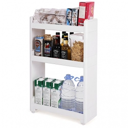 SONGMICS Ripiani Stretti Carrello Mobile a 3 Livelli per Cucina Bagno Cantina Largo 17 cm KFR09WT - 1