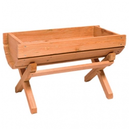 STI Portavaso Fioriera in Legno grigliato a Culla 50x25x35 - 1