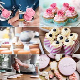 Uarter Set di 90 beccucci da Pasticceria Professionali, in Acciaio Inox, con beccuccio Russo e sac à Poche in Silicone, Decorazione per Cupcake, sac à Poche monouso, per Muffin, Dolci e Biscotti - 1