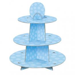 Unique Party 90399 - Alzata per Cupcake a Pois Blu per Baby Shower - 1