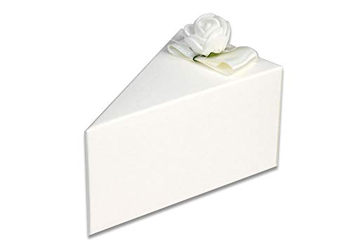 Vetrineinrete® Scatoline portaconfetti a Forma di Torta Bianca 3 Confezioni con Fiori 30 Pezzi per Matrimonio Elegante in cartoncino con Nastro bomboniera 304118