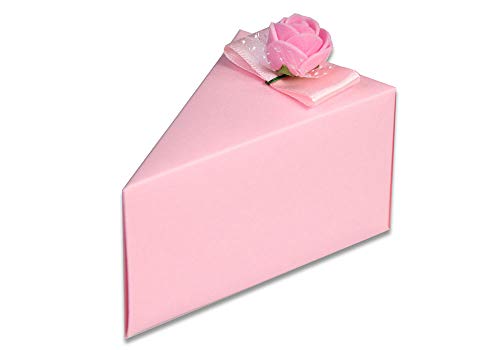 Vetrineinrete® Scatoline portaconfetti a Forma di Torta Rosa e Blu 3 Confezioni con Fiori 30 Pezzi per Battesimo Bimbo e Bimba in cartoncino con Nastro (Rosa)