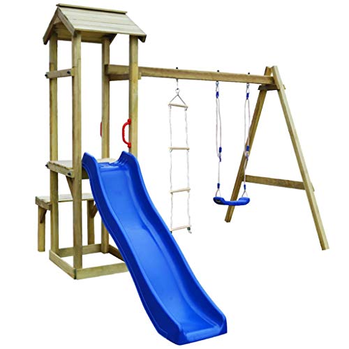 vidaXL Legno FSC Casetta dei Giochi con Scivolo Altalena Scala Gioco Giardino