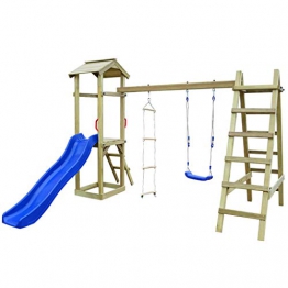 vidaXL Legno Pino FSC Casetta dei Giochi Scivolo Scale Altalena Gioco Giardino - 1