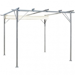 vidaXL Pergola con Tettoia Retrattile Acciaio Crema Fiori Pergolato Giardino - 1