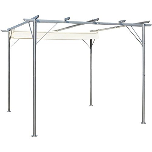 vidaXL Pergola con Tettoia Retrattile Acciaio Crema Fiori Pergolato Giardino
