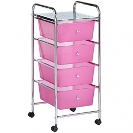 VonHaus - Carrello con 4 cassetti, per la casa e l’Ufficio, per Accessori Make-up, Colore: Rosa - 1