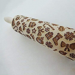 Wansan mattarello di Natale Legno inciso mattarello di Legno per Cottura per Biscotti Noodle Biscotto Torta Fondente - 1