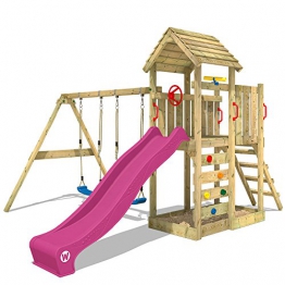 WICKEY parco giochi MultiFlyer di legno per bambini con altalena e scivolo - 1