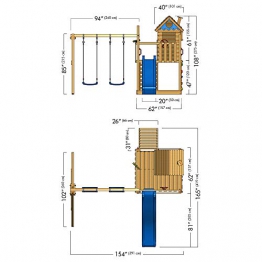 WICKEY parco giochi Smart Lodge 120 casetta da gioco di legno per bambini con altalena e scivolo - 1