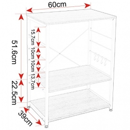 WOLTU RGB9309hei Scaffale per Cucina in Acciaio Legno 3 Ripiani Carrello per Microonde Scaffalature Fioriera Salvaspazio - 1
