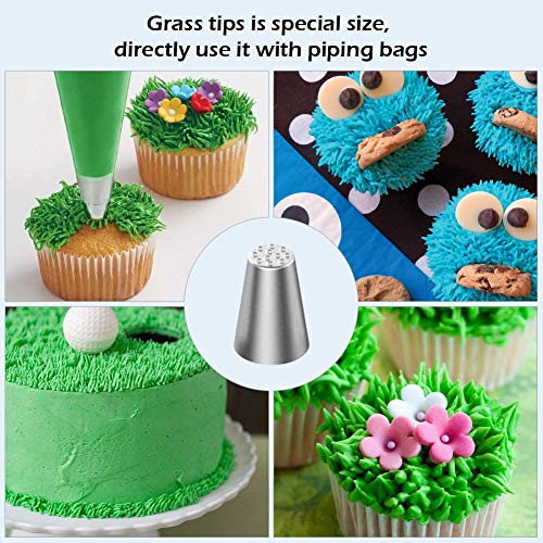WSGQLT kit decorazione torta composto da 32 beccucci russi/cornetti in acciaio INOX, 2 sac à poche in silicone, 2 accoppiatori e 2 supporti per fiori Piping Tips
