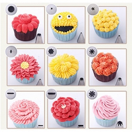 Zacro 54 Pezzi Decorazione Torta per Pasticceria, 48 Bocchette Decorative Pasticceria, 3 Strumento Icing Tips in Acciaio Inossidabile, 3 Sacchetti Riutilizzabili Pasticceria - 1