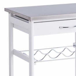 Zeller 13772 Carrello da Cucina con Top in Acciaio Inox 47 x 37 x 82 cm, Colore: Bianco - 1