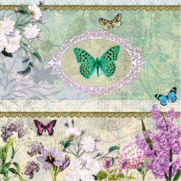 4 tovaglioli per decoupage – a strati, 33 x 33 cm – Farfalla Medaillon - 1