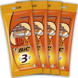 BIC 3 Sensitive Rasoi Usa e Getta da Uomo, Confezione da 4 Pacchi a 4 Pezzi - 1