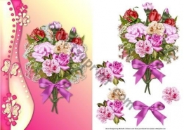Bouquet di fiori e farfalle, con frontale per decoupage Johnson by Michelle - 1