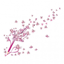 Demiawaking Matita e Farfalla Rosa Autoadesivi della Parete Impermeabili Sfondo della Stanza Decorazione della Parete della Stanza da Letto (02) - 1