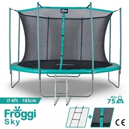 FROGGI - Tappeto elastico da esterno SKY-183 cm, norma CE, colore: Blu - 1