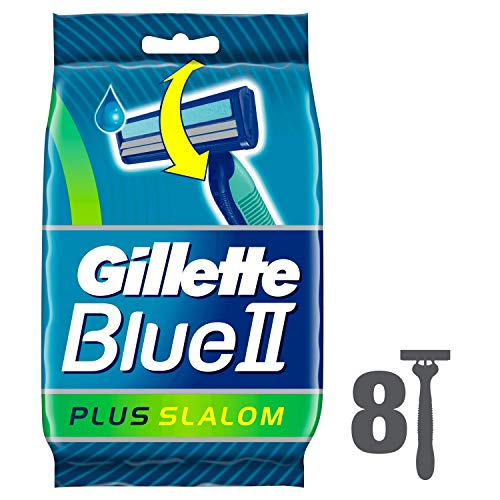 Gillette Blue II Plus Slalom Rasoi da Uomo Usa e Getta, Confezione da 8 Pezzi
