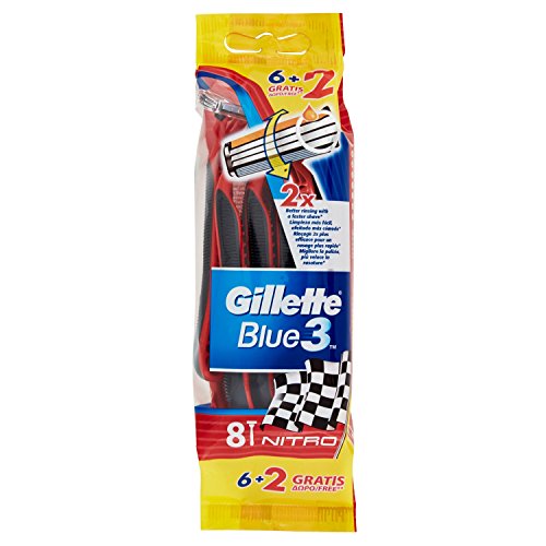 Gillette Blue3 Nitro Usa e Getta Rasoio da Uomo, 8 Pezzi