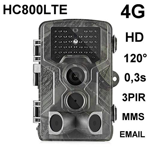 HC-800LTE 4G FOTOTRAPPOLA 16MP Full HD Trail Hunting Camera 42 Nero LED 0,3 Sec Trigger 120° VIDEOCAMERA Fotocamera da Caccia Support 4G 3G 2G gsm MMC SMTP SMS