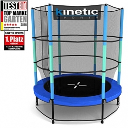 Kinetic Sports Trampolino Bambini Indoor Tappeto Elastico 140 cm, Bordo di Protezione, Sistema a Corda Elastica, Rete di Sicurezza, Blu - 1