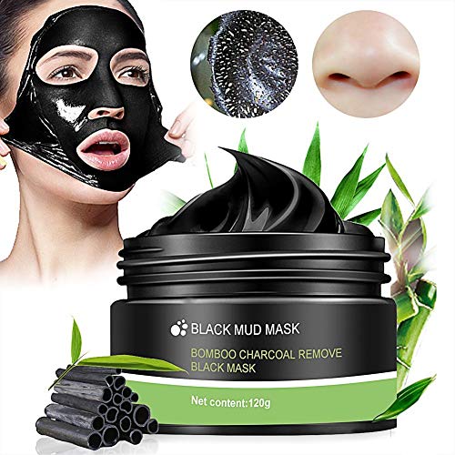 Maschere Esfolianti e Detergenti,Maschera Viso, Blackhead Mask Peel Off,Black Mask,Maschera Nera, fango pulizia profonda dei pori crema per pelle pulita – rimozione acne naso e viso,120g