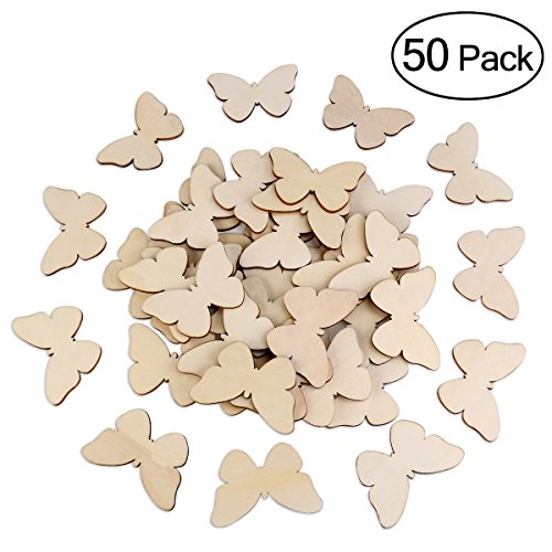 OULII 50pcs farfalla in legno forme artigianali in bianco, naturale incompiuto estirpare forma farfalla in legno, Natale, matrimonio, Guestbook, decorazione dell’albero di famiglia di Decoupage