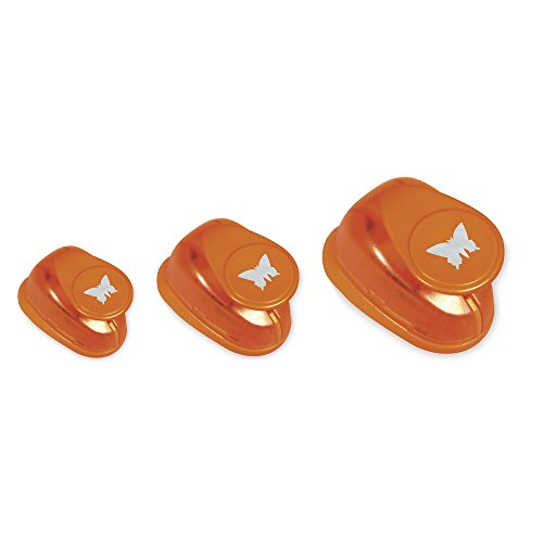 Rayher 69104000 set perforatrici decorativi fustella metallo farfalle 3 misure diverse 1.95 X 1.9 x 0.6 cm grande medio piccolo confezione da 3 pezzi scapbooking etichette biglietti colore arancione