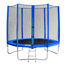 SixBros. SixJump 2,45 M Trampolino Elastico da Giardino Blu - Scaletta - Rete di Sicurezza - Copertura Anti-Pioggia - TB245/1609 - 1