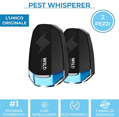 Wild Solution – Repellente ad Ultrasuoni per Topi, Ratti, Ragni, Scarafaggi ed Insetti – Anti Parassiti – Assistenza Personalizzata – 100% Sicuro, Luce Notturna, 1 Anno di Garanzia – 2 Pezzi