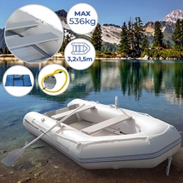 Gommone Gonfiabile per 4 Persone | 320 x 152 cm, con 2 Remi in Alluminio e Pompa, max. 536 kg, Fondo in Alluminio, per 4 Persone Adulte ed Eventualmente 1 Bambino | Canotto, Barca da Pesca - 1