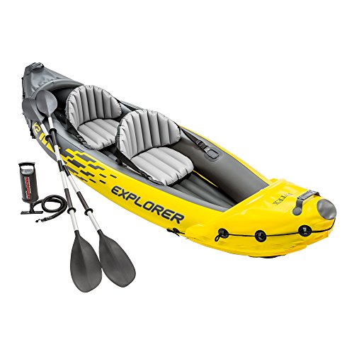 Intex 68307NP, Canotto Explorer K2 con Remi Alluminio, 2 Persone, Nero/Giallo, 312 x 91 x 51 cm, modelli assortiti