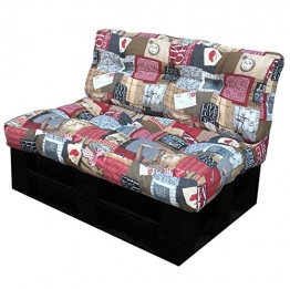 SET CUSCINI PER DIVANI PALLET BANCALI Seduta 120x80x15 cm + Schienale 120x42x10-18 cm - LOVE - 1